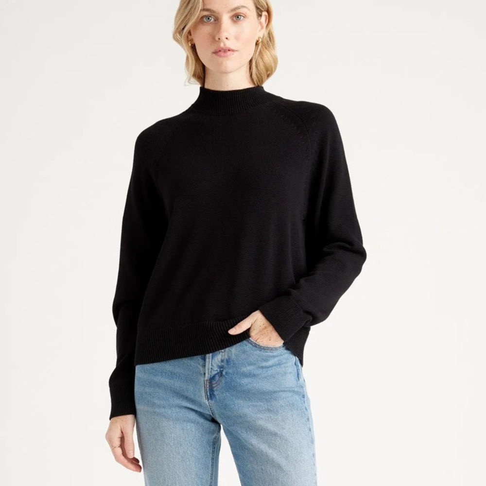Black Quince Organic Cotton mock neck sweater